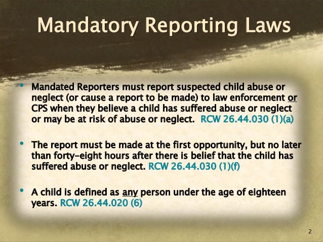 Definition of mandating reporting